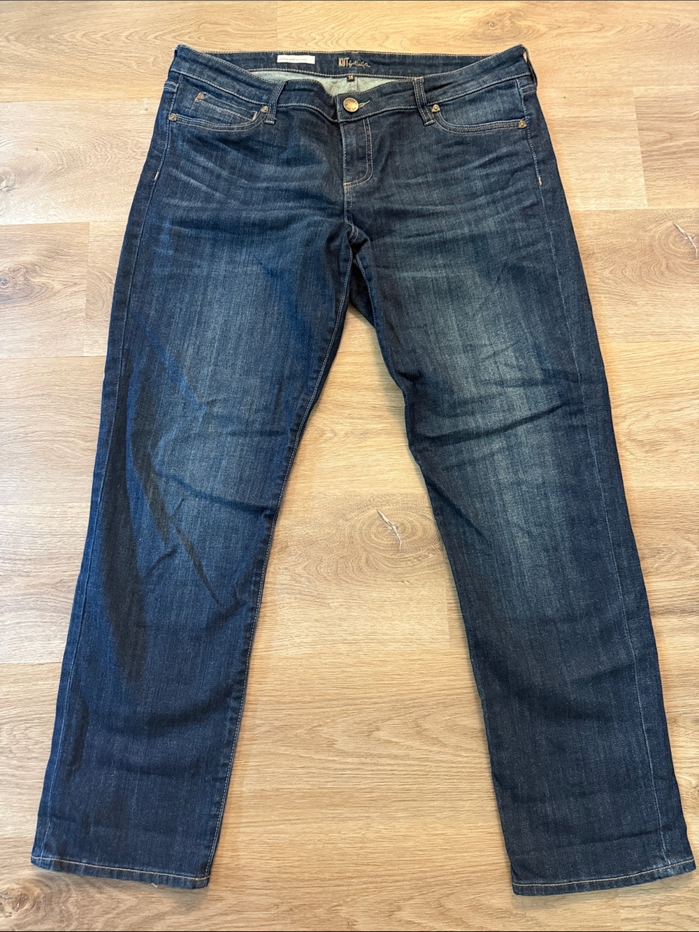 Kut from the Kloth Catherine Boyfriend Women's Straight Leg Jeans - Dark Blue 14